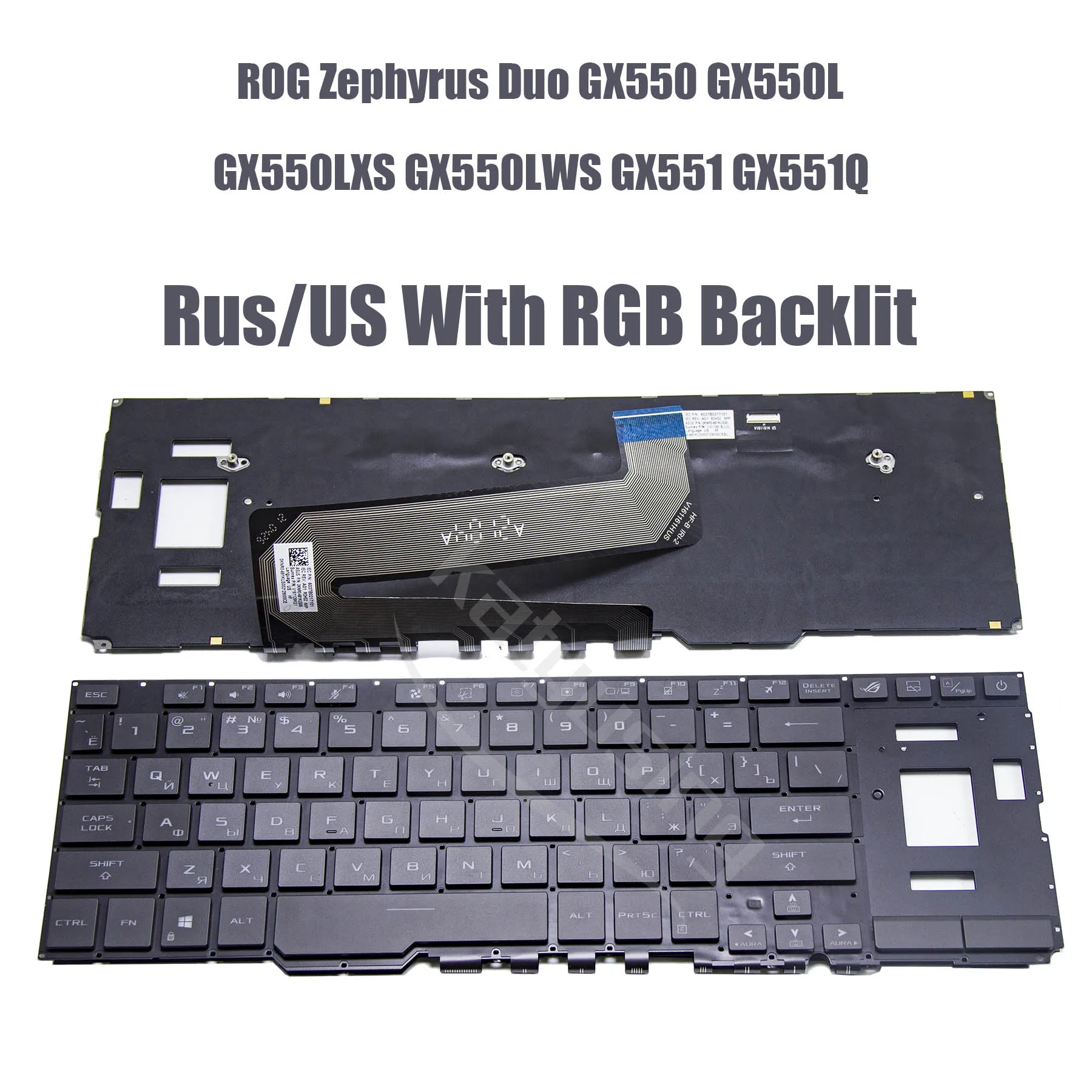 Rus US Keyboard for ASUS ROG Zephyrus Duo 15 GX550 GX550LXS