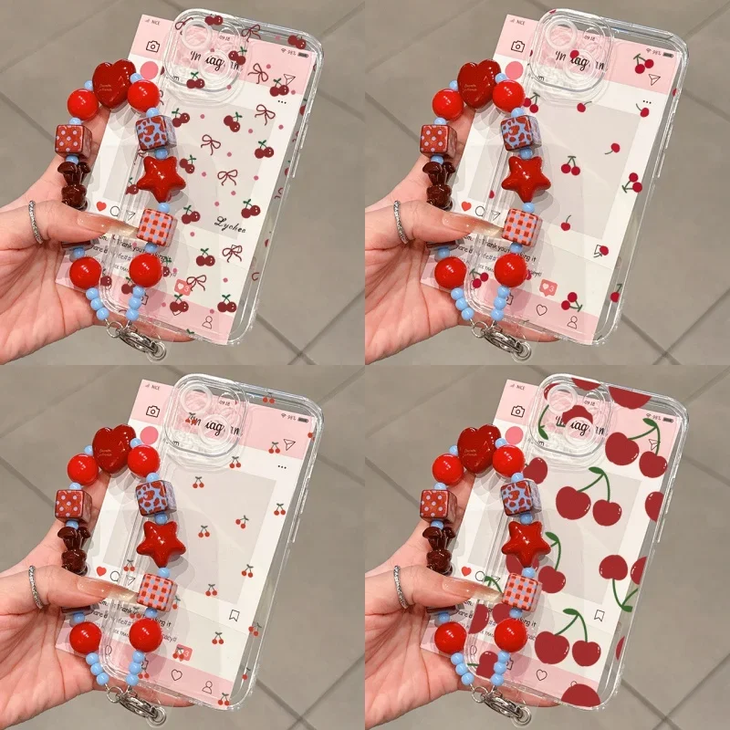 Red Cherry Chain Soft Clear Phone Case