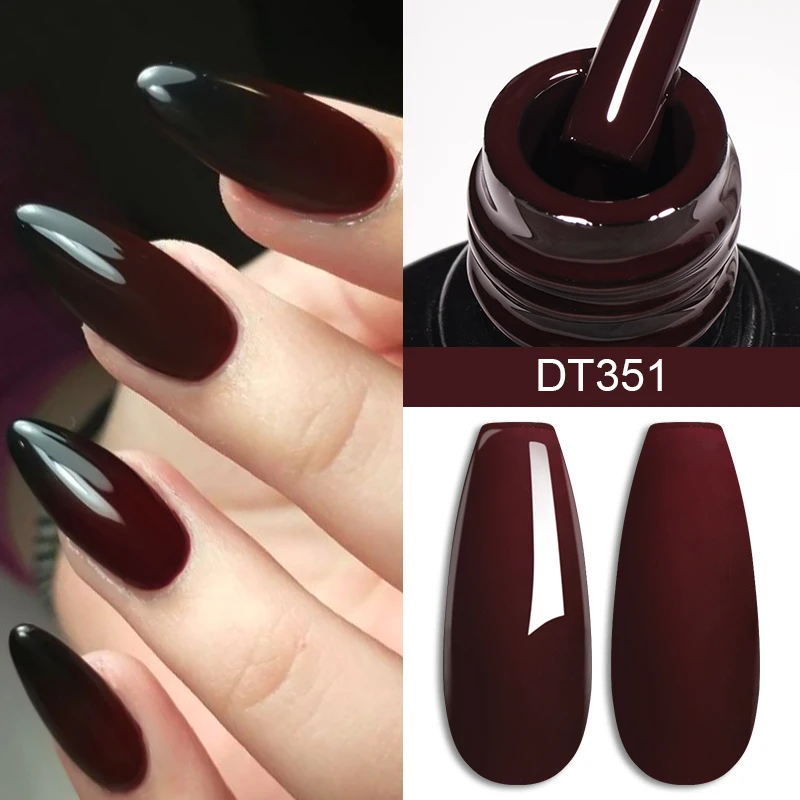 MEET ACROSS 7ml Red Gel Nail Polish Crystal Semi Permanent Soak Off UV Gel Varnish Nail Art Manicure Base Matte Top Coat Vernis 2