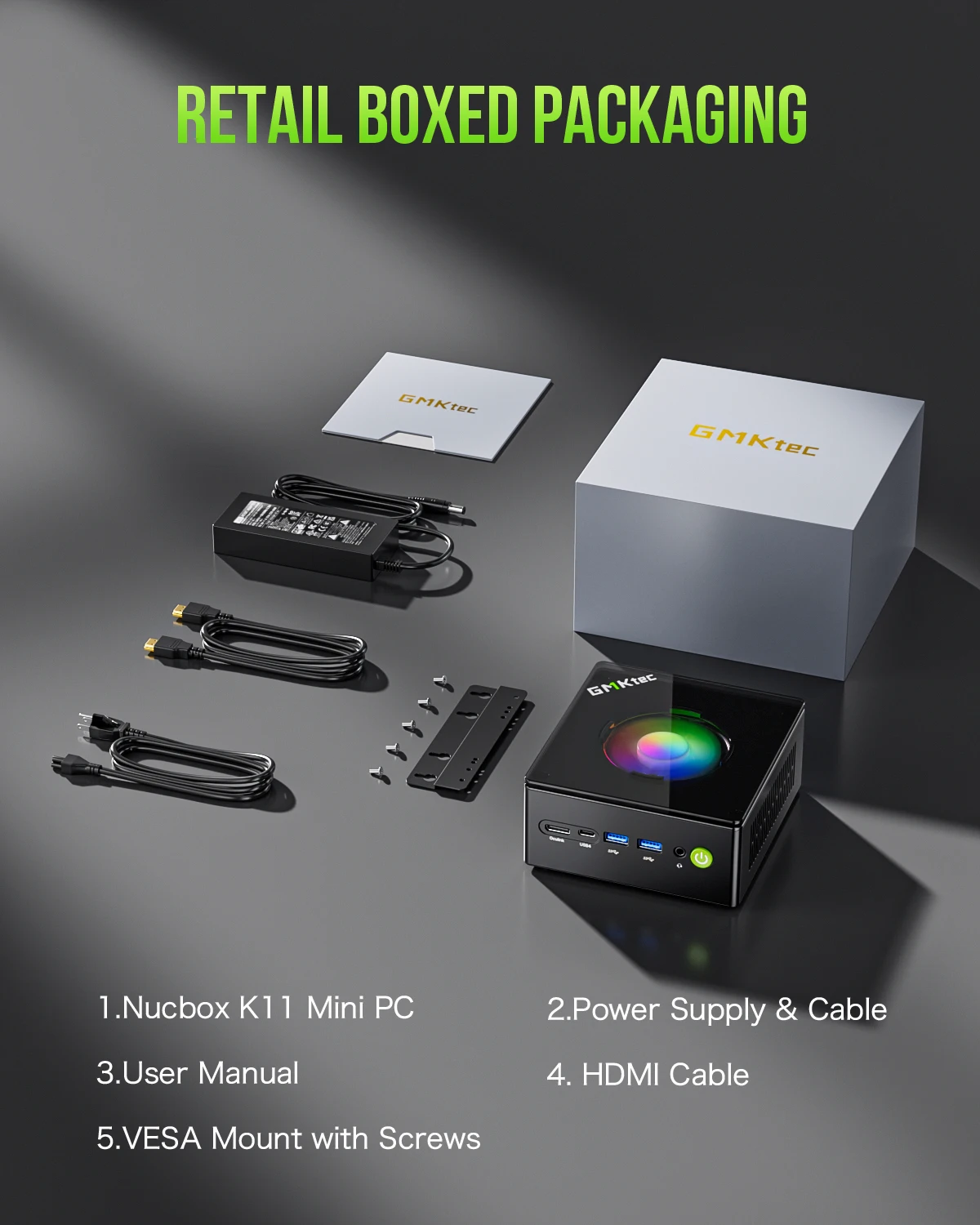 GMKtec Gaming Mini PC K11 AMD Ryzen 9 8945HS 8845HS 6850H 64GB DDR5 RAM 1TB SSD, Desktop Computer Dual NIC 2.5G, HDMI 2.1, USB4 6