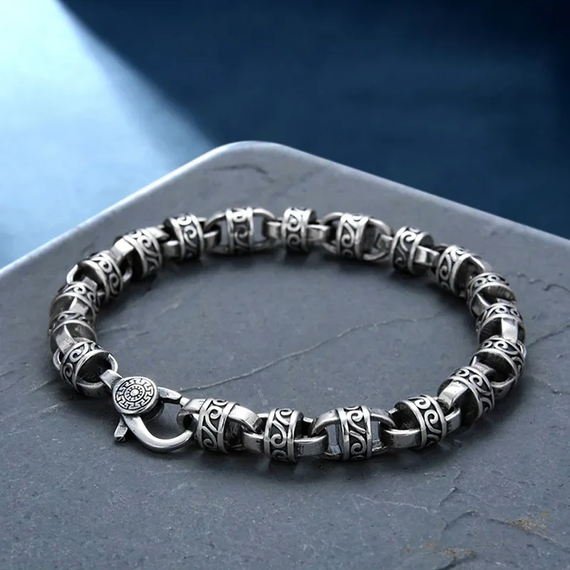 S925 Bracciale In Argento Seiko Vite Eterna Moda Uomo E Donna Europea E Americana Retrò Hip Hop Design Gioielli Di Lusso