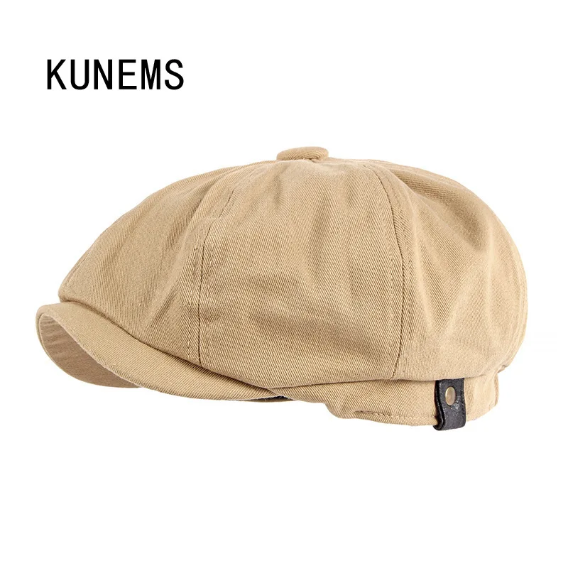 

KUNEMS Cotton Octagonal Hat Fashion Berets Hats for Men Cap Retro Designer Caps British Casual Newsboy Hat Summer Sun Cap Boina