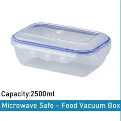 Transparent Vacuum-Sealed Food Storage and Organizer Container - Microwave Safe (2500ml No Pump)