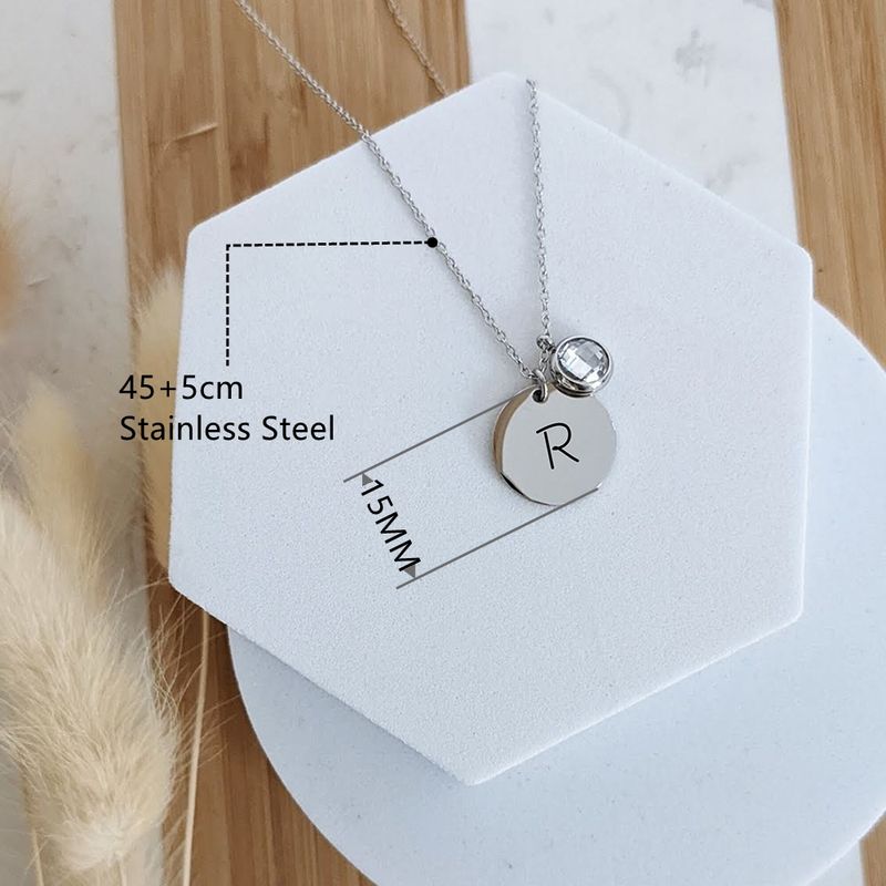 Initial Birthstone Necklace | Personalized Jewelry | Engraved Disc Necklace