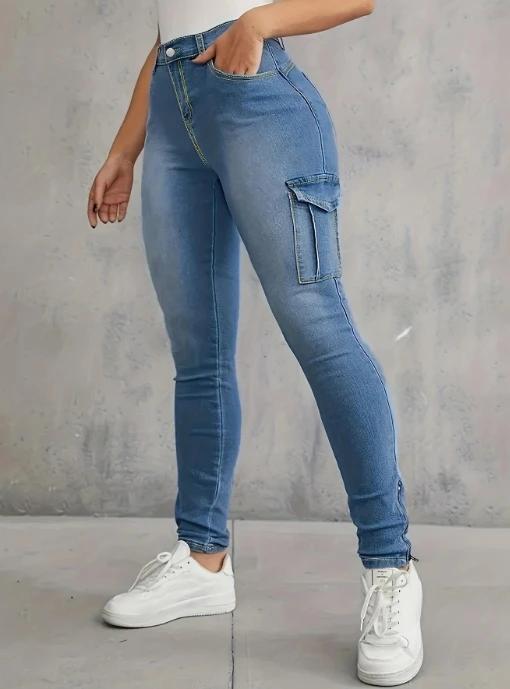 Hot Selling New Women's Best-Selling Tight Fitting Workwear Pocket Pants with Double-Sided Zippered Denim Pants At The Hem new fashion casual classic summer sexy high waisted tight short jeans for women mini hot short jeans with zipper closure