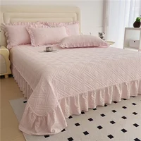 Bonenjoy Bed Cover Plain Bedspread Lace Style Bed Linen 250x250/250x270 Thicken Bedsheets colchas matrimoniales (No Pillowcase) 1