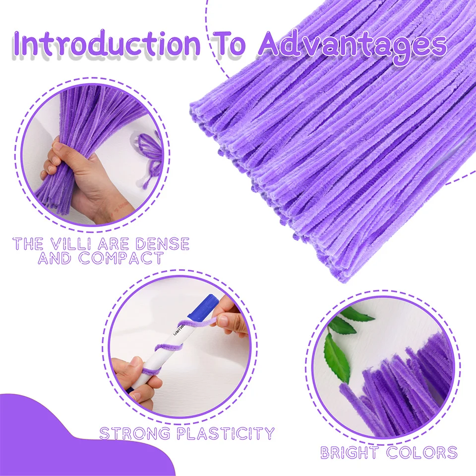 Colorful Chenille Stem Pipe Twisted Rod Christmas Party Supplies for Festivals Decorations Home DIY Handcraft Arts 100Pcs IMZAY chenille stem supplies