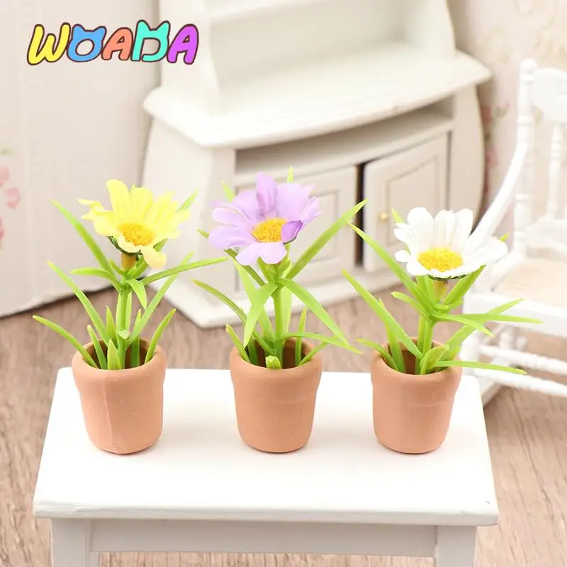 1/12 인형의 집 미니어처 꽃 식물 화분 모델, 인형의 집 집 장식, 어린이 완구용 정원 액세서리
