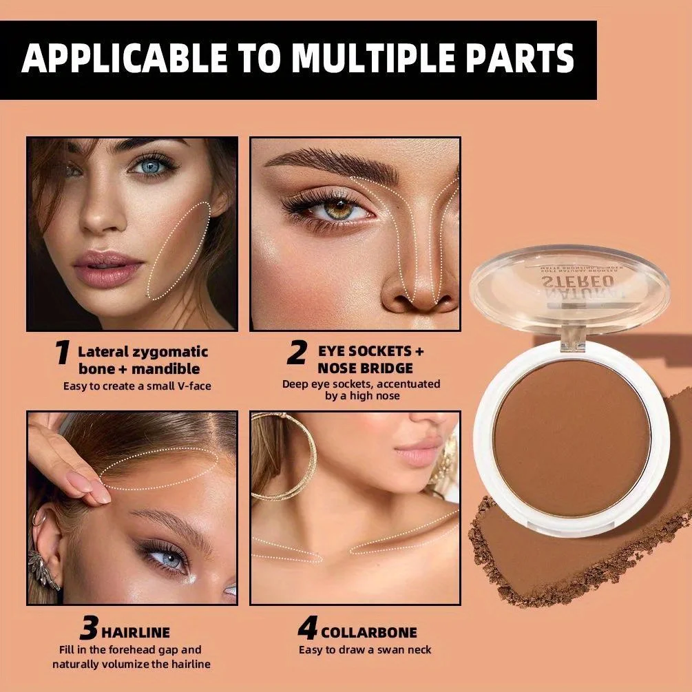 Matte Contouring Powder Nose Side Shadow Powder Face Highlighter Bronzers Contour Makeup Palette Illuminator Make-up Cosmetics - 2