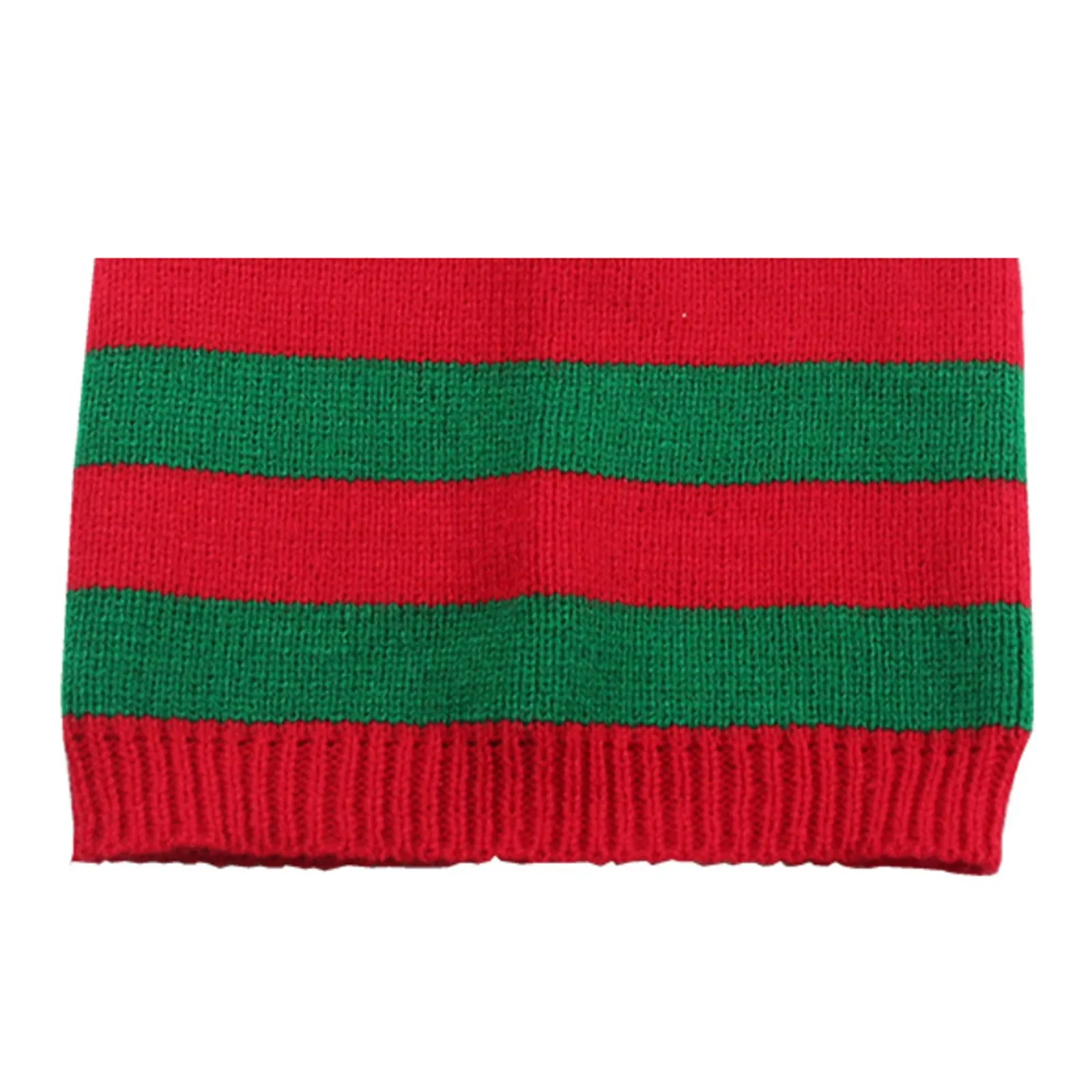 Christmas Elf Santa Beanie - Knitted Red Green Striped Hat