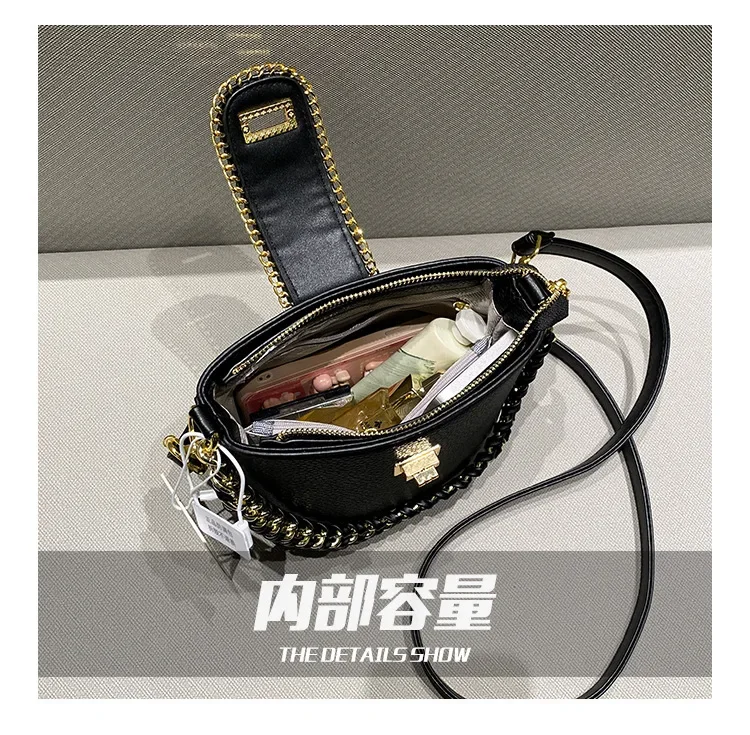 Fashionable and Personalized Clemence Chain Bucket Bag 2024 New Style Versatile Women's Handheld One Shoulder Crossbody Bag