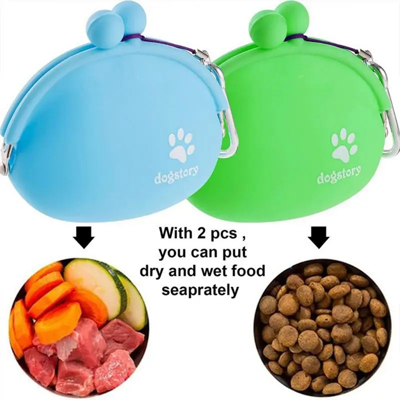 Silicone Dog Treat Pouch Dog Training Container Dog Treat Carrier Holder Puppy Treat Snack Bag with Clip dog Food Storage Bag