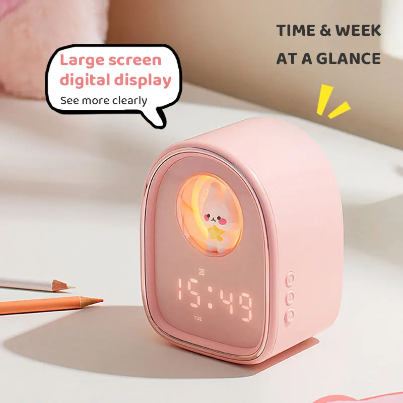 

Rabbit Alarm Clock Creative Space Module USB Rechargeable Timing Countdown Children's Bedside Desktop Atmosphere Night Lights