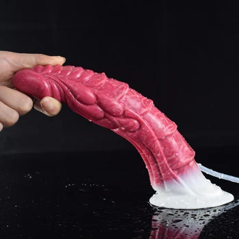 FAAK Ribbed Ejaculation Dildo With Sucker Spray Liquid Function Squirting Curved Penis Multi Color Anal Plug G-spot Stimulate 5