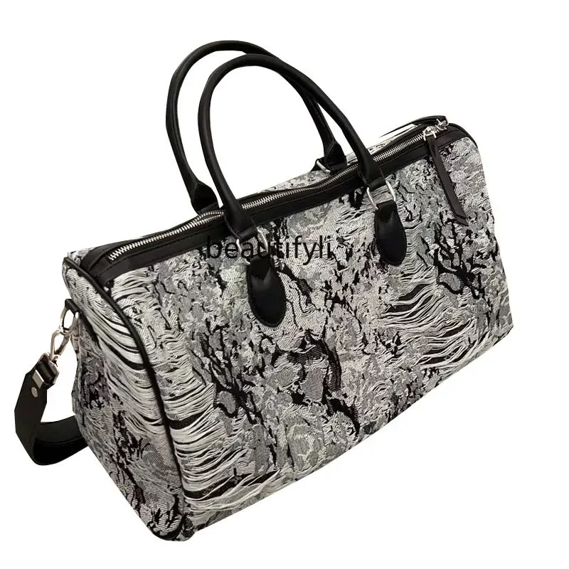 

yj Fitness Trendy Bag Large Capacity Jeans Travel Bag Shoulder Crossbody Handbag Luggage