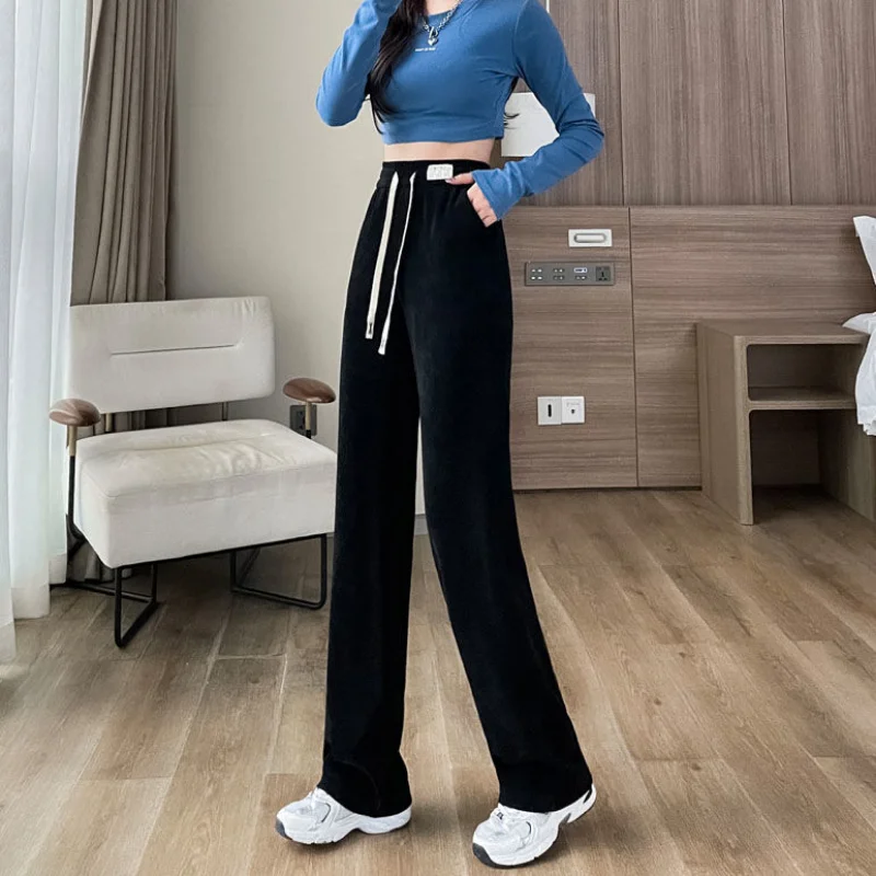 2023 New Wide-leg Pants Women Spring Autumn Narrow Version High Waist Drape Loose Slim Sweatpants Straight Casual Pants