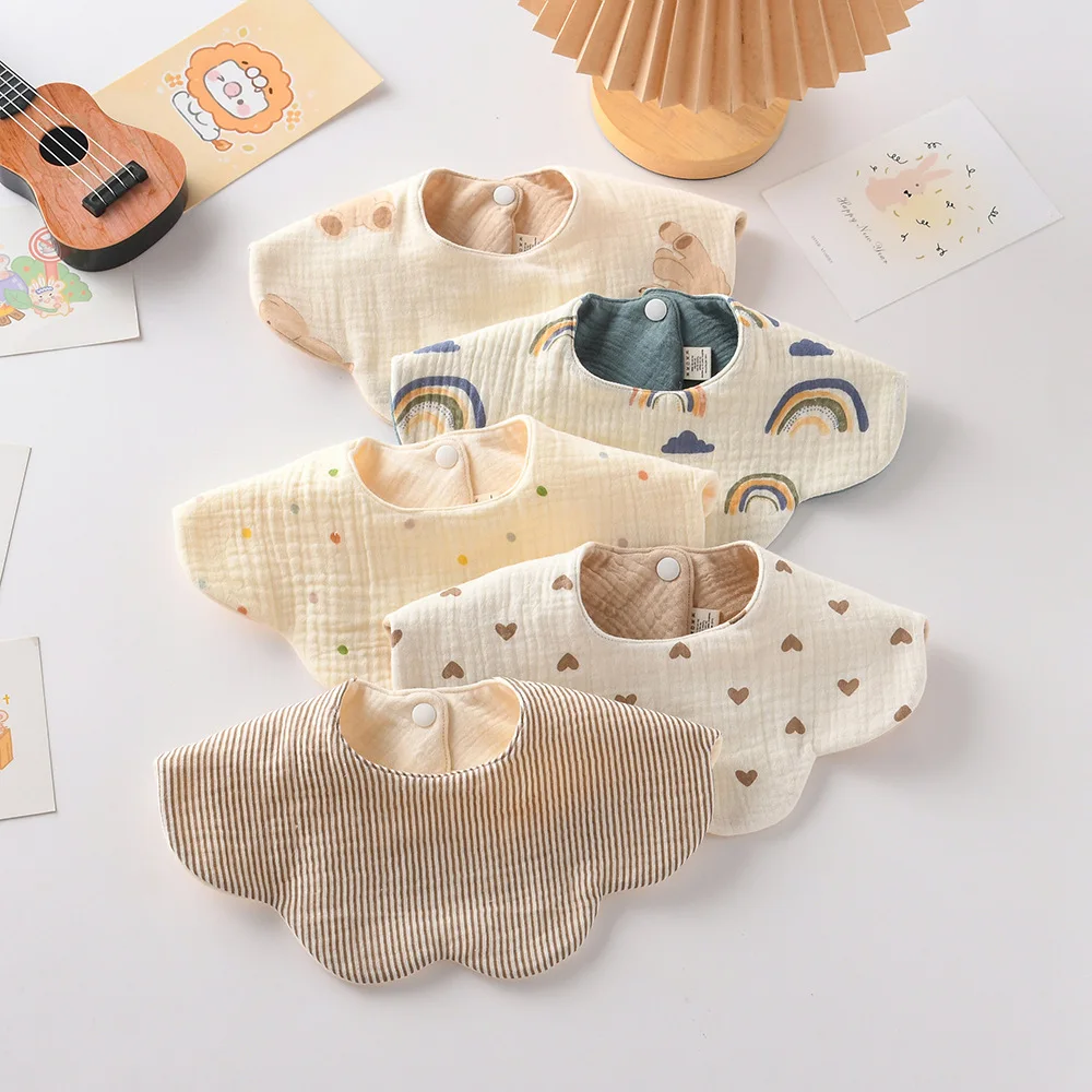 Cute Cotton Baby Feeding Drool Bib Infants Two-sided Usable Saliva Towel Soft Burp Cloth saliva towel baby bib feeding bib cotton bib set cotton bib For Newborn Toddler Kids Bibs