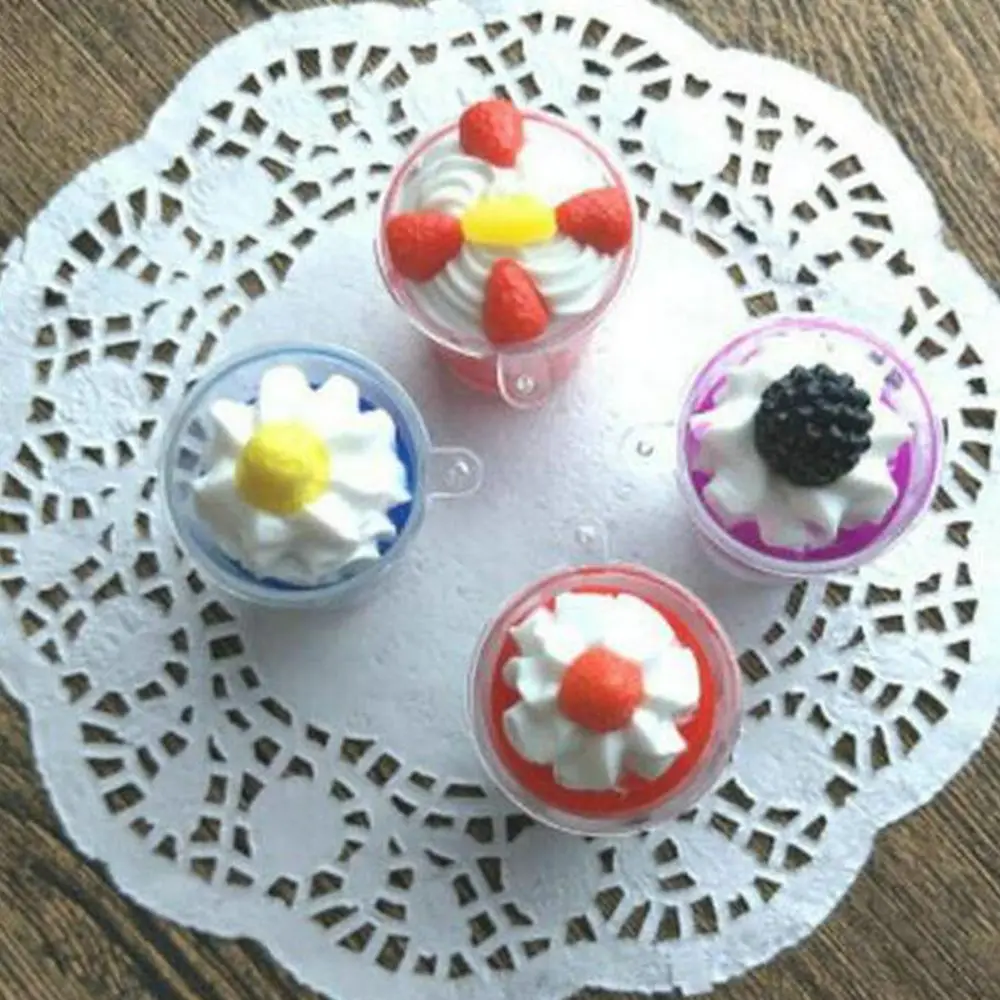 10pcs Miniature Frappuccino Cup Cover Lid Ice Cream Cups Plastic DIY Macaron Cake Decorating Home Kitchen
