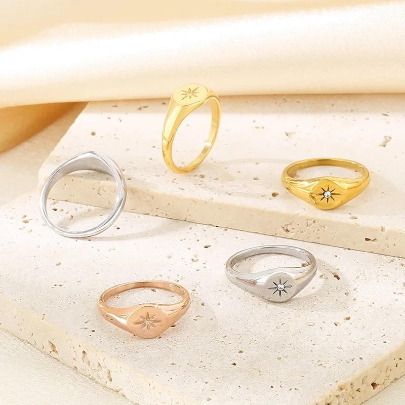 New Trendy Stainless Steel Star Shaped Ring for Women Wholesale 4