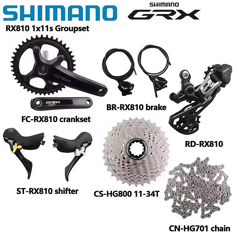 Shimano GRX RX810 RX812 1X11s Groupset 170mm 172.5mm 40/42T Crank