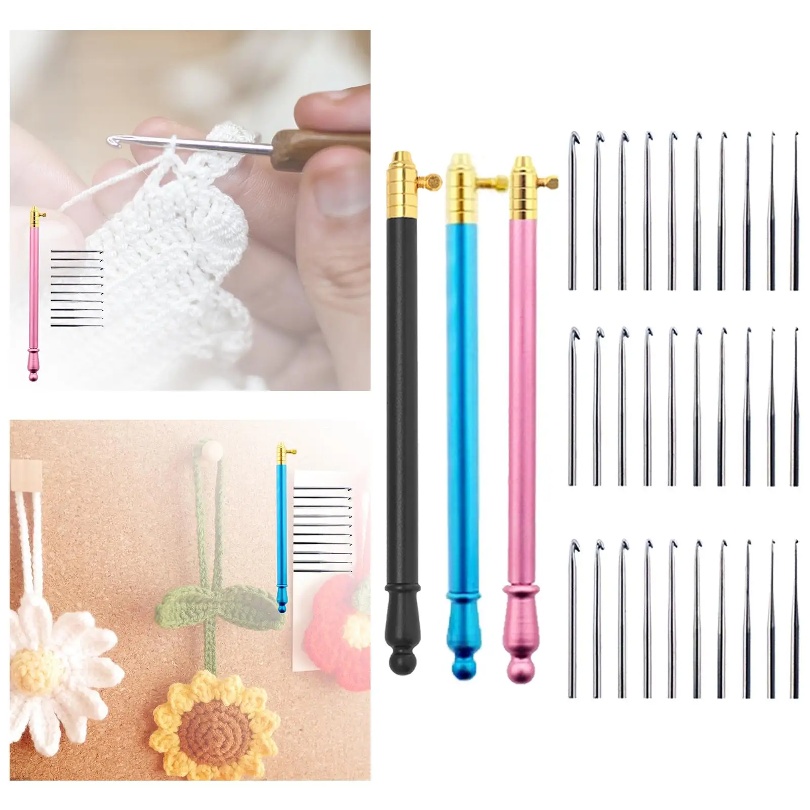 Crochet Hook Kit with Interchangeable Pins for Crafting Projects