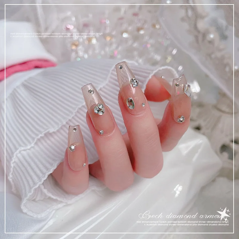 1440PCS SS3-SS16 슈퍼 스파클 화이트 체코 샤프 하단 다이아몬드 더미 유리 네일 아트 라인 석 장식 매니큐어 장식품