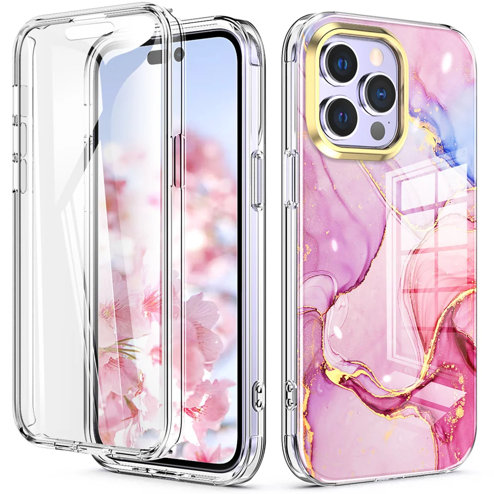 

For iPhone 14 Pro Max Plus 13 12 11 X XS XR Patterns Case with Built-in Screen Protector,Rugged Cover with Fashionable Designs