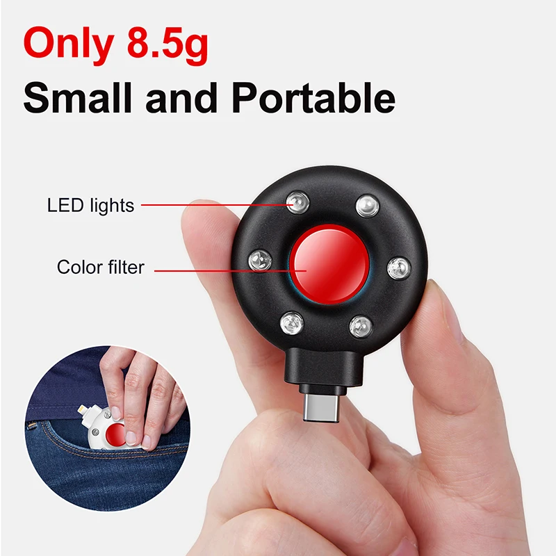 

USB-C Anti Candid Detector For Outdoor Travel Hotel Rental Anti-Peeping Camera LED IR Alarm Portable