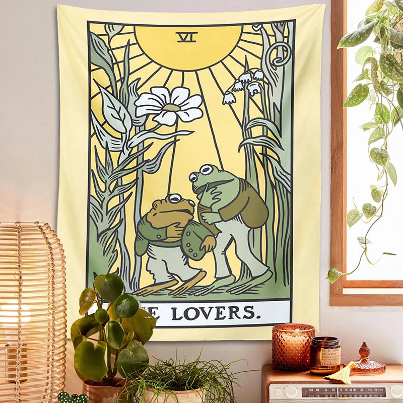 Psychedelic Frog Tarot Tapestry Wall Hanging