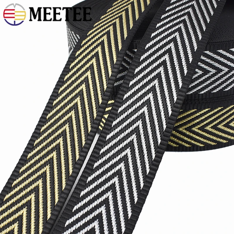 Meetee Jacquard Webbing Tape 2/5Meter 38mm Nylon Decor Ribbon Bag Strap Safety Belt Band Backpack Clothes DIY Sewing Accessories