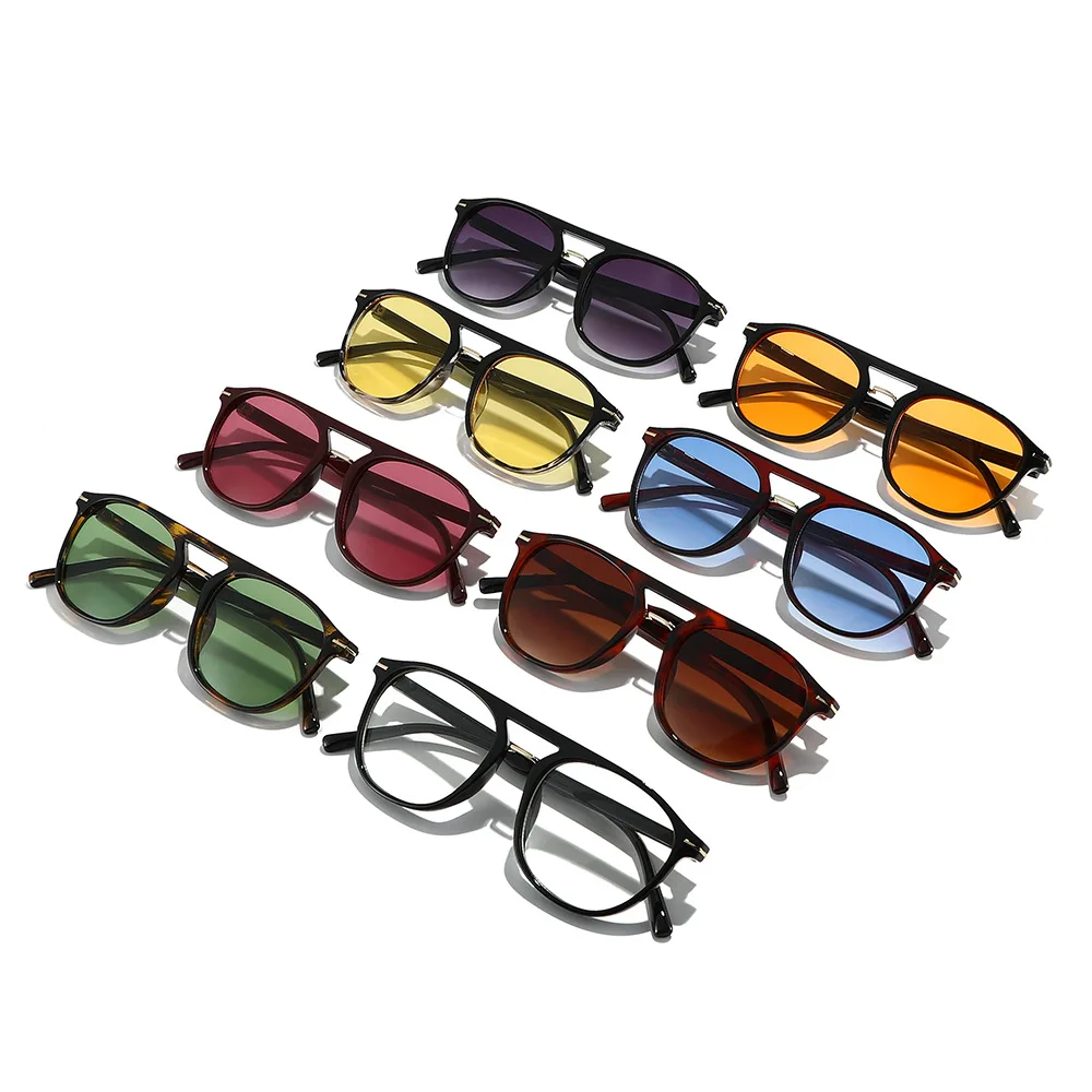 Aviator Retro Square Sunglasses - European Street Style Double Beam Outdoor Sun Shades