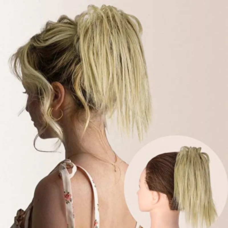 messy bun hair patch Women's claw clip bun synthetic messy hair bundle clip patch suitable for daily party use