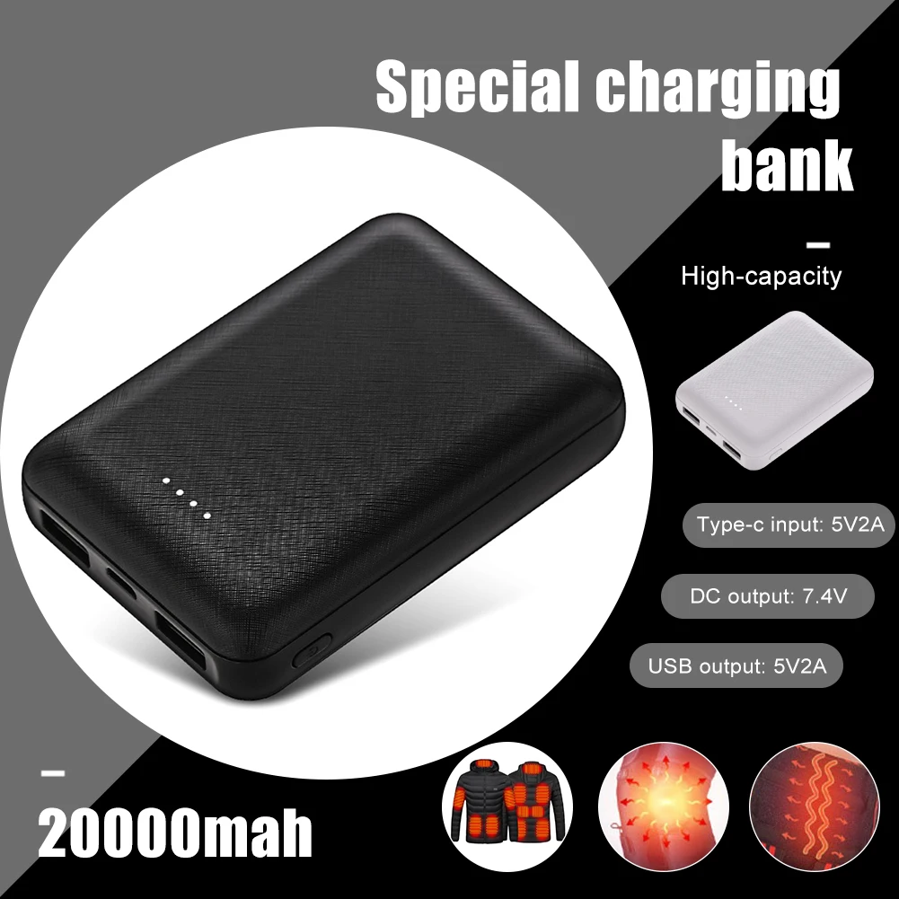 20000mAh power bank Portable USB Charger Fast Charging External Battery Pack Heating Vest Jacket Scarf Socks Glove Equipment