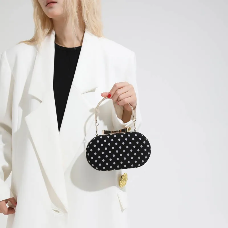 Dots Prom Handbags with Chain Party Handbag Small Purse Wallets for Women Prom Event and Special Occasion