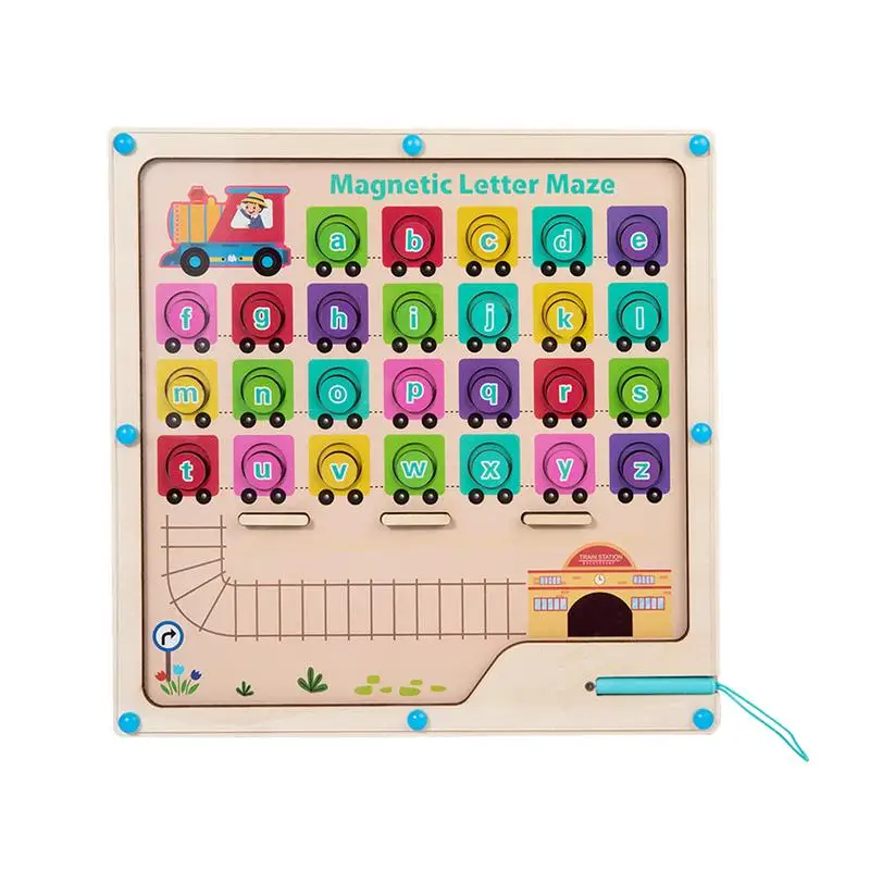 

ABC Magnetic Board Wooden Magnetic Maze Board Letter Puzzle Alphabet Board Magnetic Maze Toy Educational Toys Color Recognition