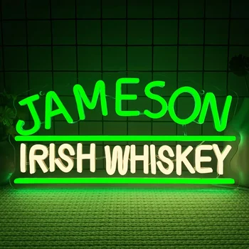 Insegna al neon a led Insegna luminosa per la casa Birra Bar Pub Uomo d'affari Cave Bistro Club Jamesons Whisky irlandese Insegna al neon per la decorazione della parete,