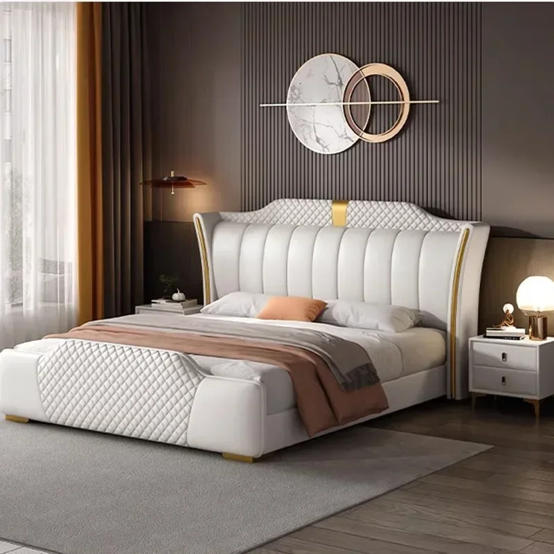 Camera Da Letto Nordica Letto Di Lusso Queen Size King White Economico Moderno Letto Matrimoniale In Legno Ecopelle Letto Matrimoniale Mobili Camera D