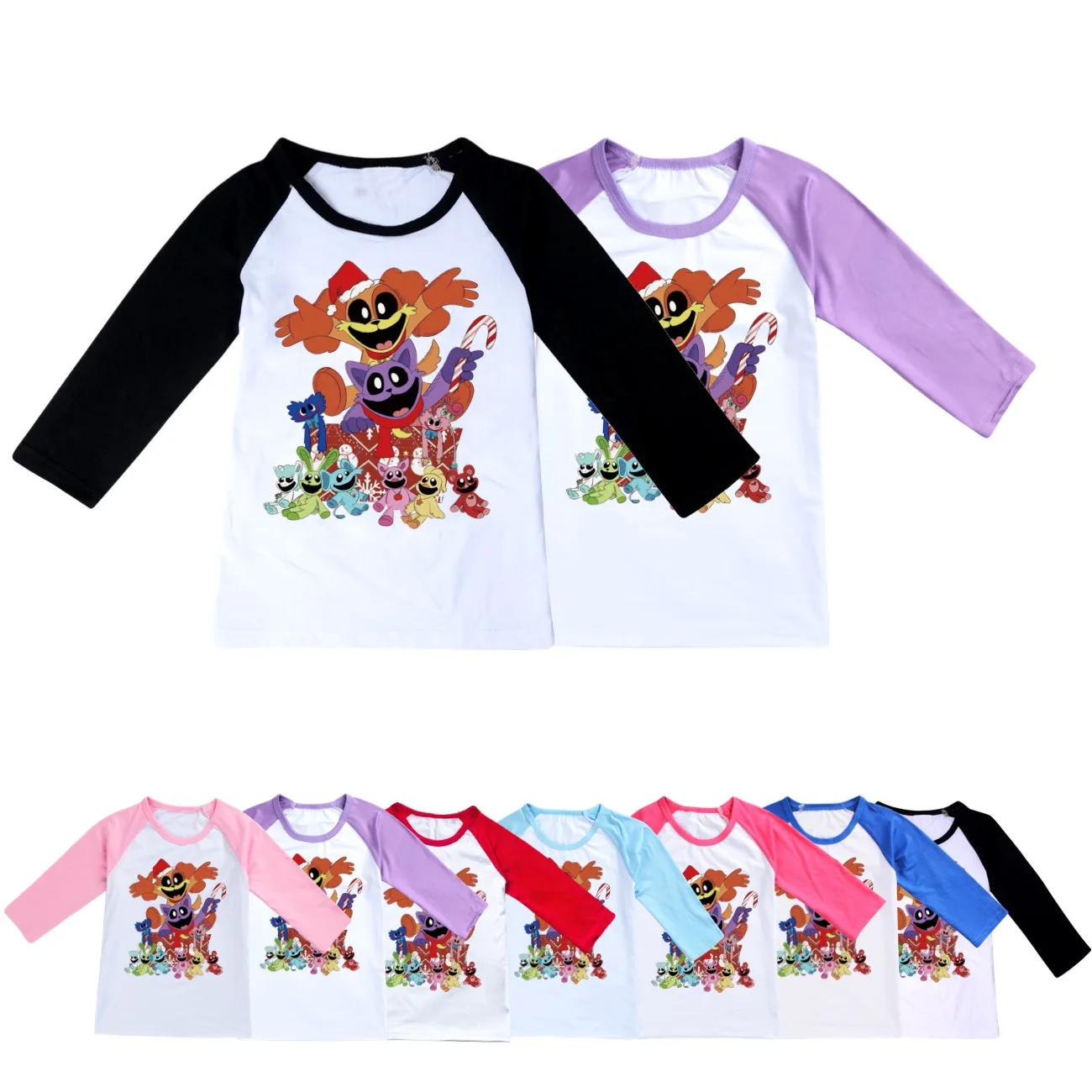 

Smiling Critters Catnap Children T-Shirts Game Tee Shirt Kid Cartoons Kawaii Clothes Boy Girl Tops Three Quarter Sleeve Tops