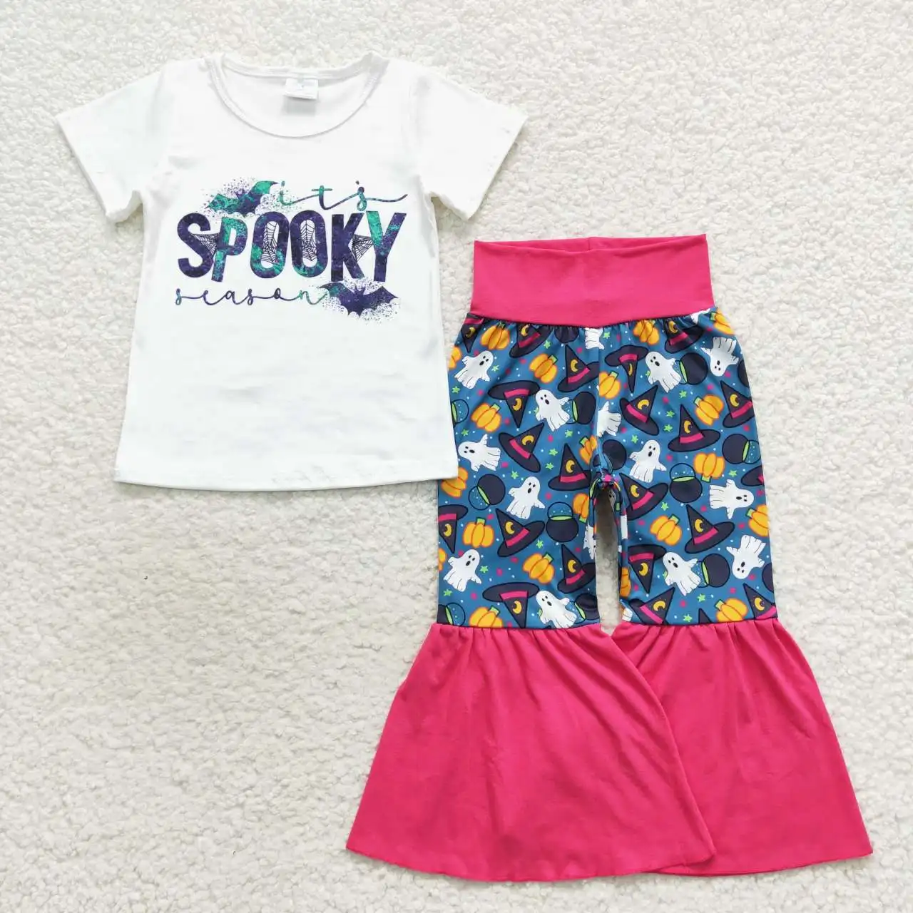 

2​023 New Arrival Sassy Toddler Girls Halloween Clothing Kids Boutique Ghost Sets Baby Spooky Outfits