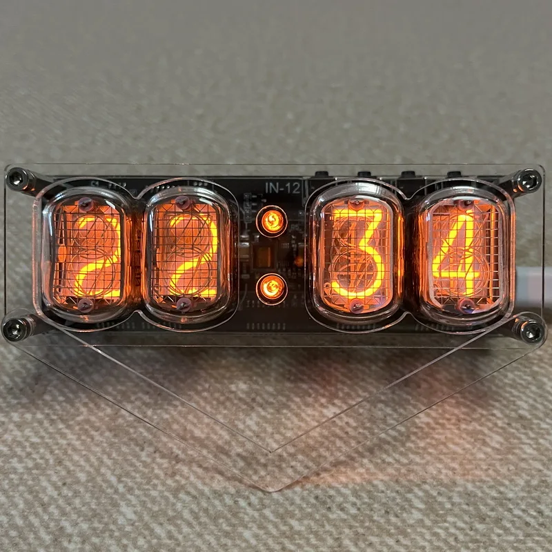 Nixie-Vintage Glowing Tube Clock, Button Battery, 5V, DIY Desktop Ornament, Punk Style, New, In12 with Nixie tube  