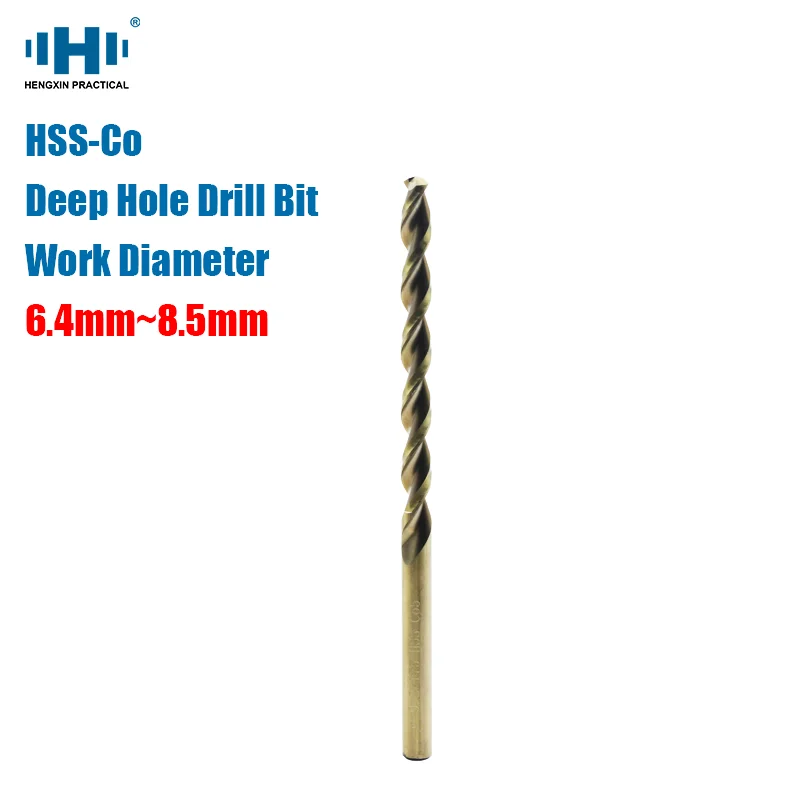 

6.4--8.5mm 1pc/10pcs HSS-Co M35 High Speed Steel Deep Hole Drill Bit Standard Length Straight Shank Tools for Electric Drills