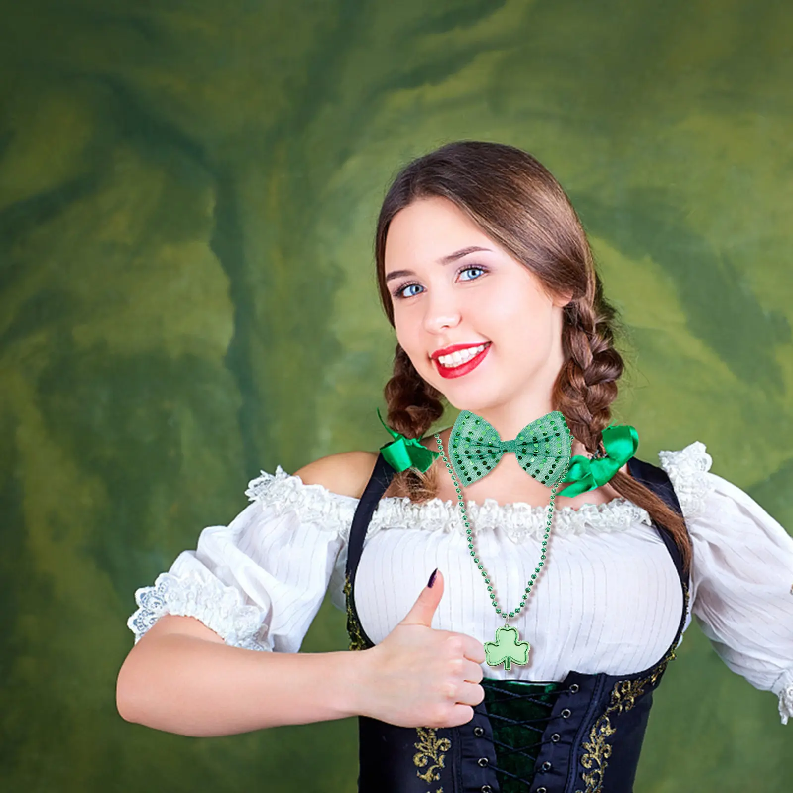 1세트 아일랜드 장식 의상 성 패트릭 데이 파티 용품 수염 나비 넥타이 모자 축제 의상 액세서리 파티 소품