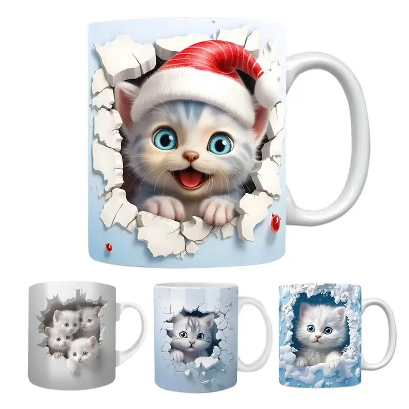 

Кофейная кружка в виде кошки, керамическая кофейная чашка с 3D визуальным эффектом, креативная кофейная чашка для напитков, уникальные кошачьи чашки для влюбленных, чашки для чая, напитков, посуда для напитков