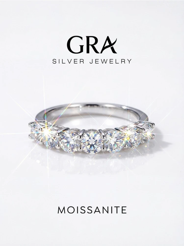 Gra echte Moissan ite Ring Sterling Silber Diamant Ewigkeit Band Verlobung Eheringe für Frauen Luxus Qualität Schmuck