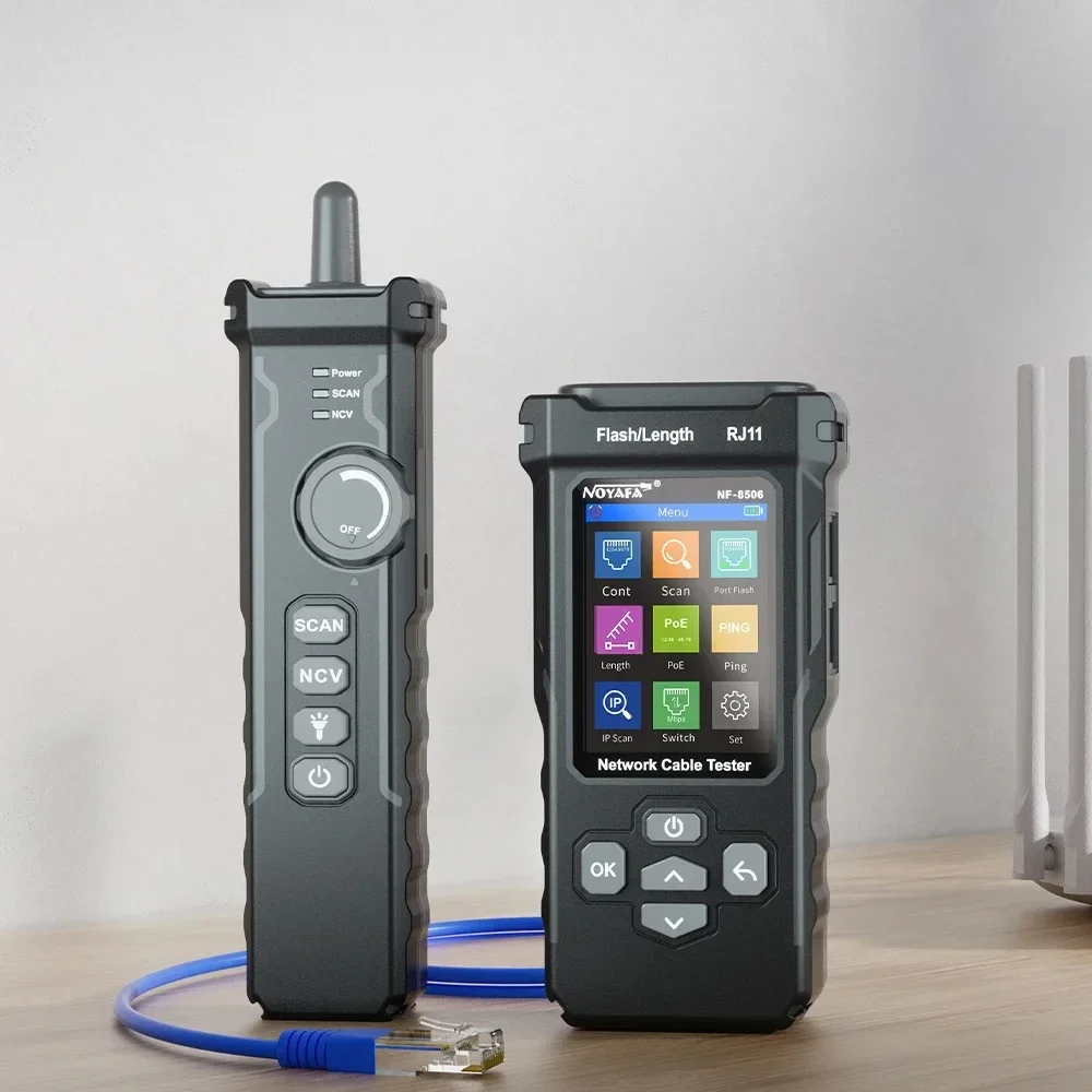 NF8506 Multifunction Ethernet Cable Tester Network Cable Tracker IP Scan Ping Poe Test Wire Continuity Test RJ45 RJ11