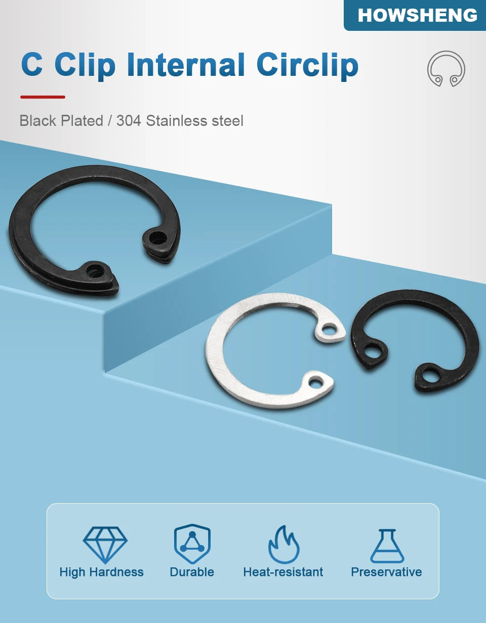 How sheng 10-100 stücke interner Sicherungs ring Sicherungs clip Ring 8-30mm Edelstahl Kohlenstoffs tahl c Clip Unter leg scheibe für Loch – Detail 1