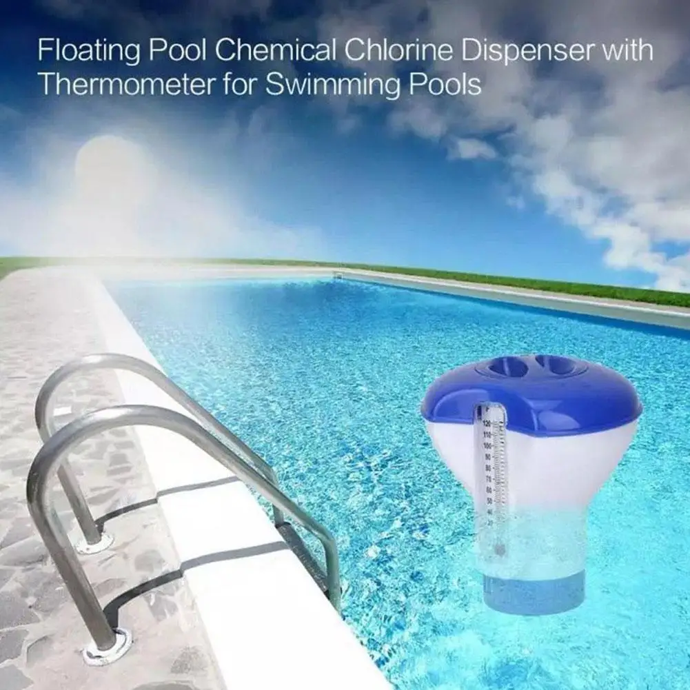 Plastic Swimming Pool Floating Chlorine Dispenser with Thermometer