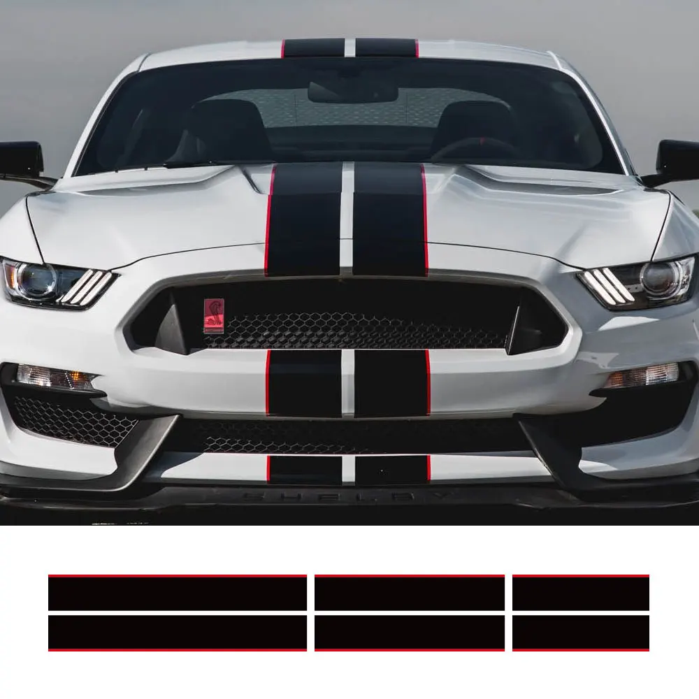 자동차 스티커, 포드 머스탱 GT500 GT350 GT 그래픽 스트라이프 키트, 비닐 튜닝 커버, 자동차 후드 본드 루프 테일 장식 데칼, 3 개