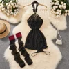 Lace Up Women's Secret Clothes Slim Sleepwear Halter Neck Backless Pajamas Sheer Erotic Lingerie Sexy A-Line Mini Black Dress 2