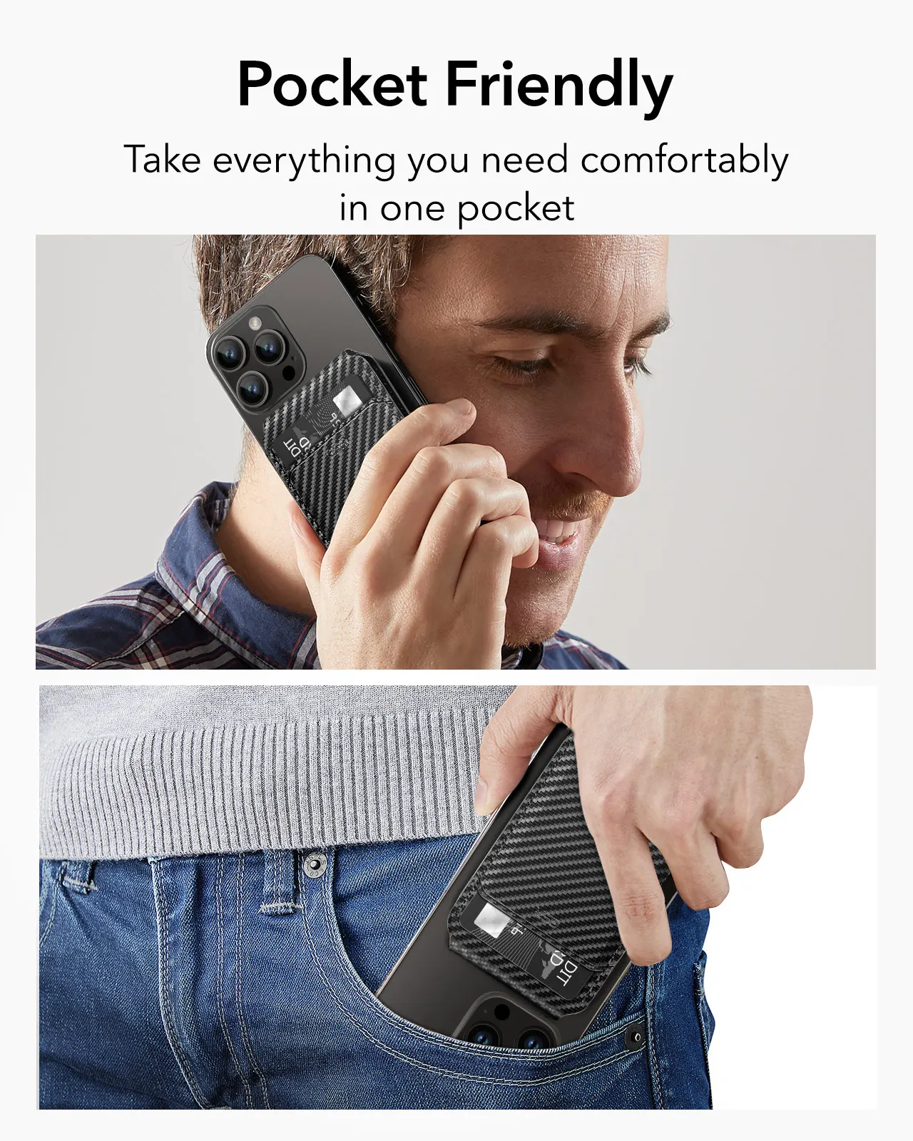 ESR HaloLock Vegan Leather Wallet Stand For iPhone Carbon Fiber HaloLock Woven Card Holder for 21 S13d3f4de70c44166b4f050a42f94e595N